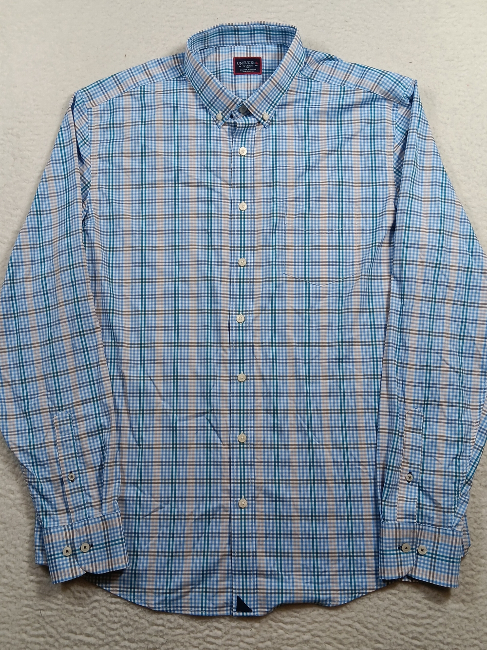 Untuckit Shirt Mens XL Tall Gingham Nylon Performance Button Down Stretch Office
